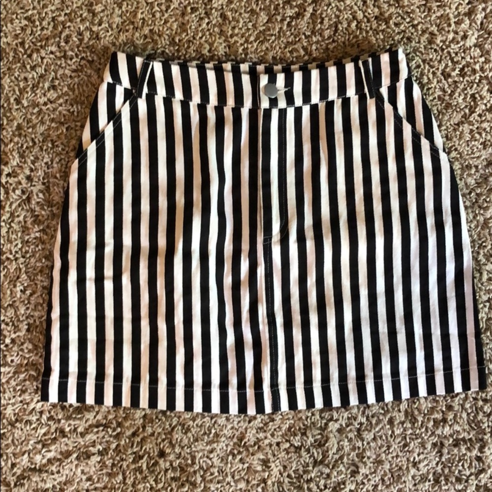 Black and white striped Jean skirt